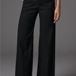 Anthropologie Maeve Colette Wide-Leg Pants, black, full length.